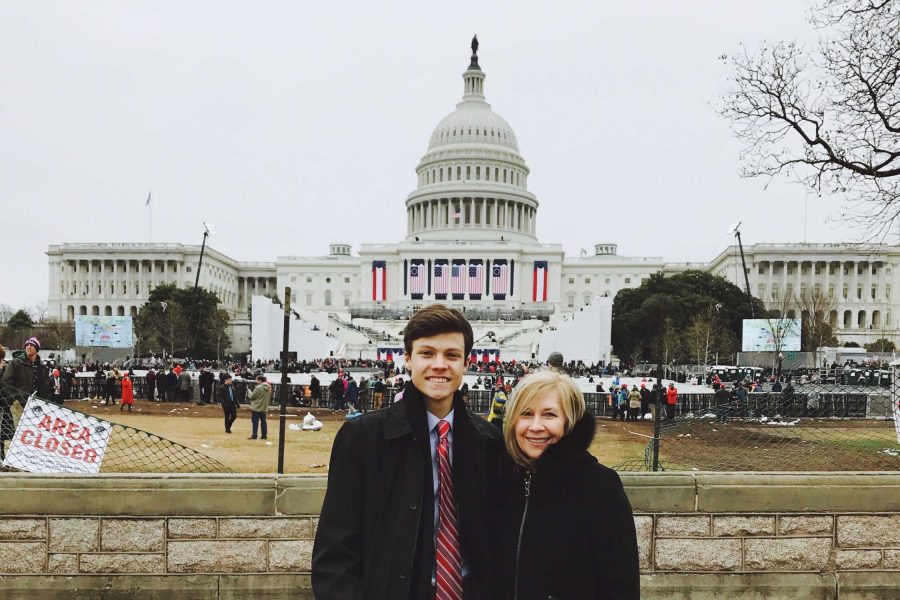 Senior Austin Stachowski and his mother -- seen here -- in front of the capital after the inauguration was over.   