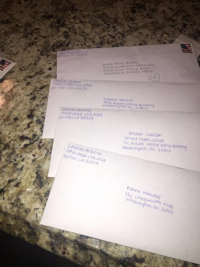Letters written to Congress members by senior Carolyn McLain.