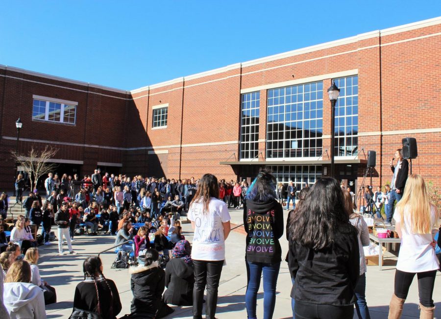 The courtyard was packed with students and staff honoring the victims legacy.     