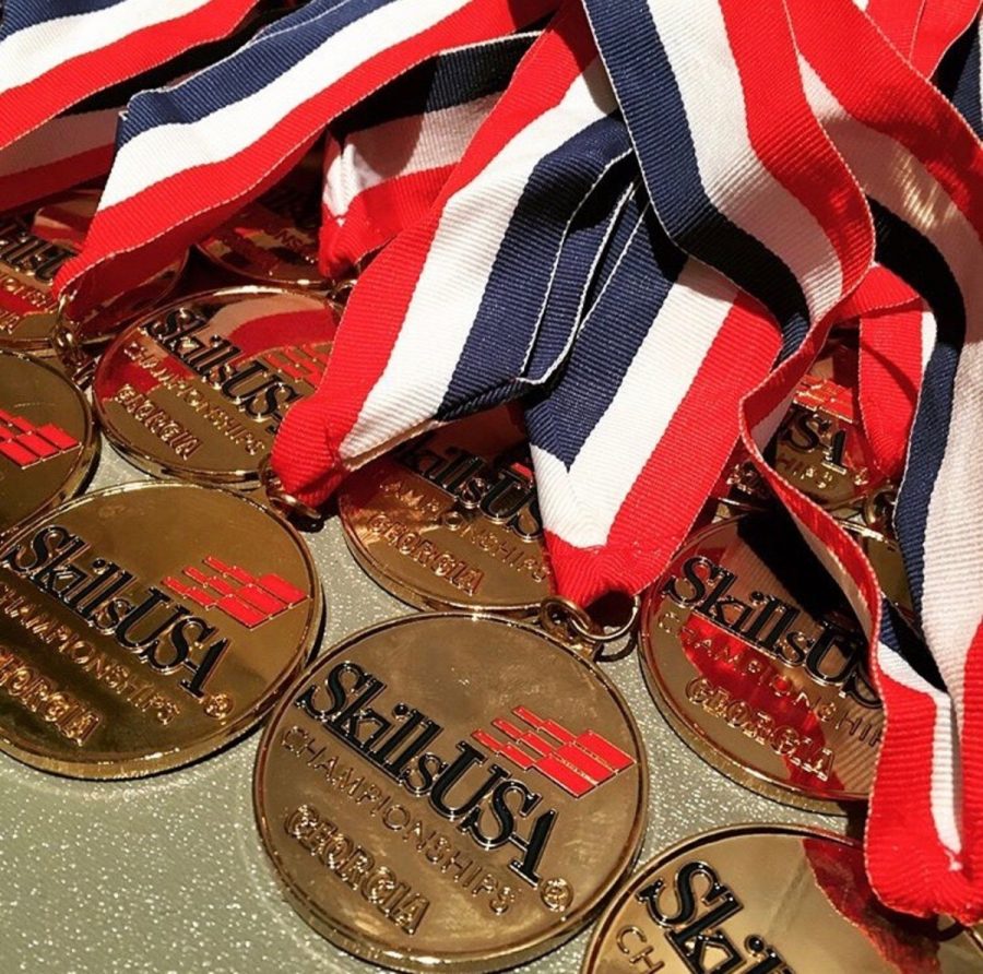 Just some of the many medals that Cambridge won at SkillsUSA.