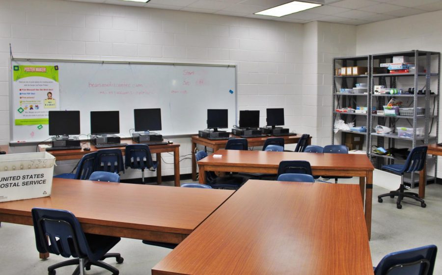 The Design Lab provides ample space for students of all grade  levels to get work done.