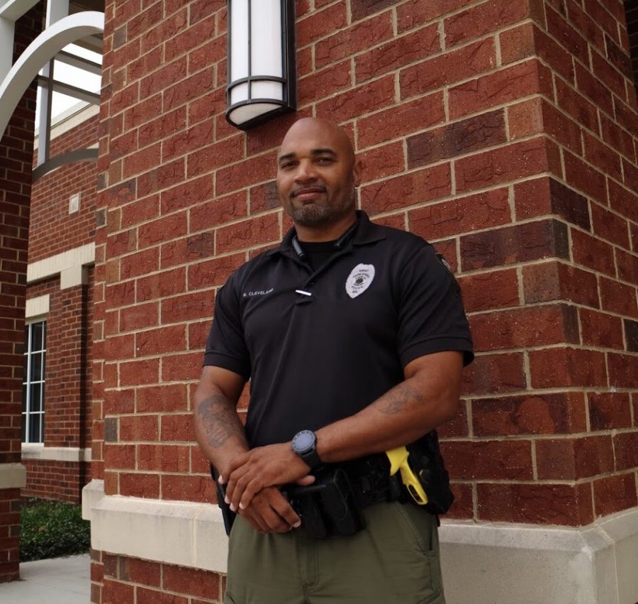 Officer Broderick Cleveland joined the schools security team at the beginning of the semester.