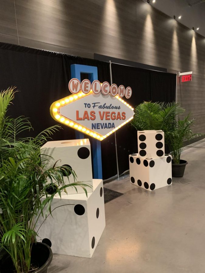 The entrance to the venue, which appeared to be a replica of the iconic Welcome to Fabulous Las Vegas sign.