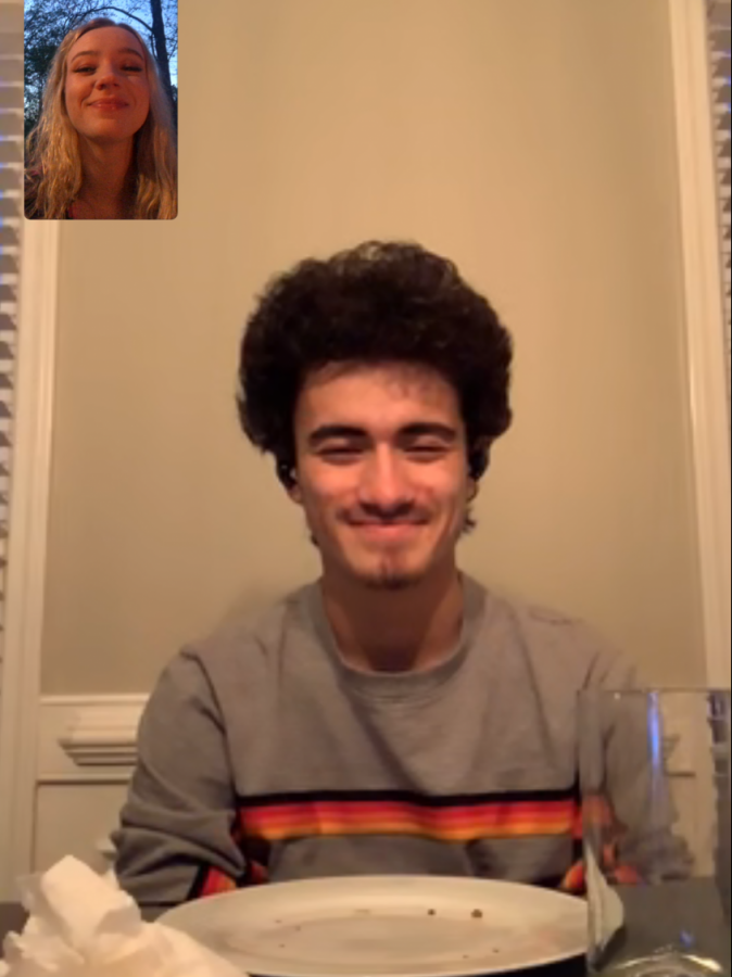 Juniors Santiago Tovar and Emily Kitchens have a FaceTime date to celebrate their 11-month anniversary.