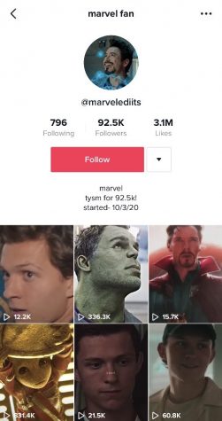 Screenshot of a Marvel fandom account on TikTok.