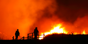 Image of a wildfire in California, sourced from Canva as a free download. 